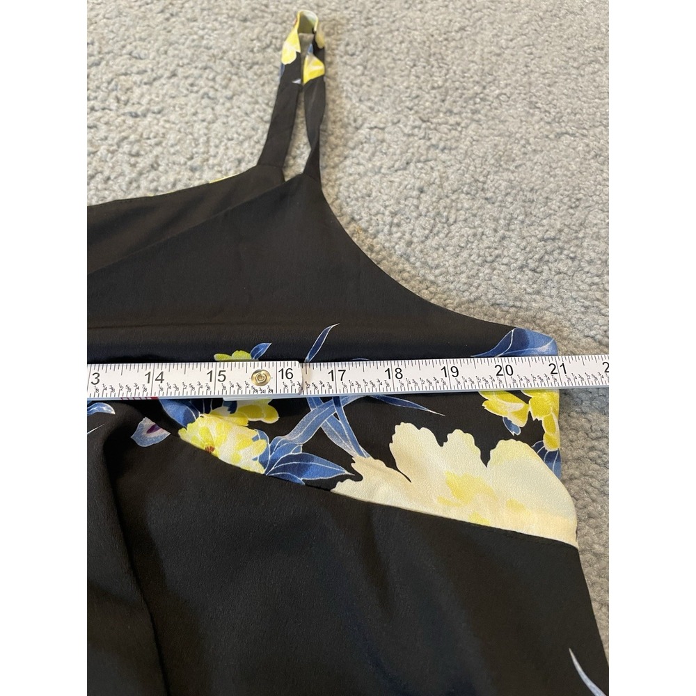 Roz Ali Layered Floral Dress 16 Black Yellow Slanted Hem Sleeveless Boho Party - Picture 9 of 13